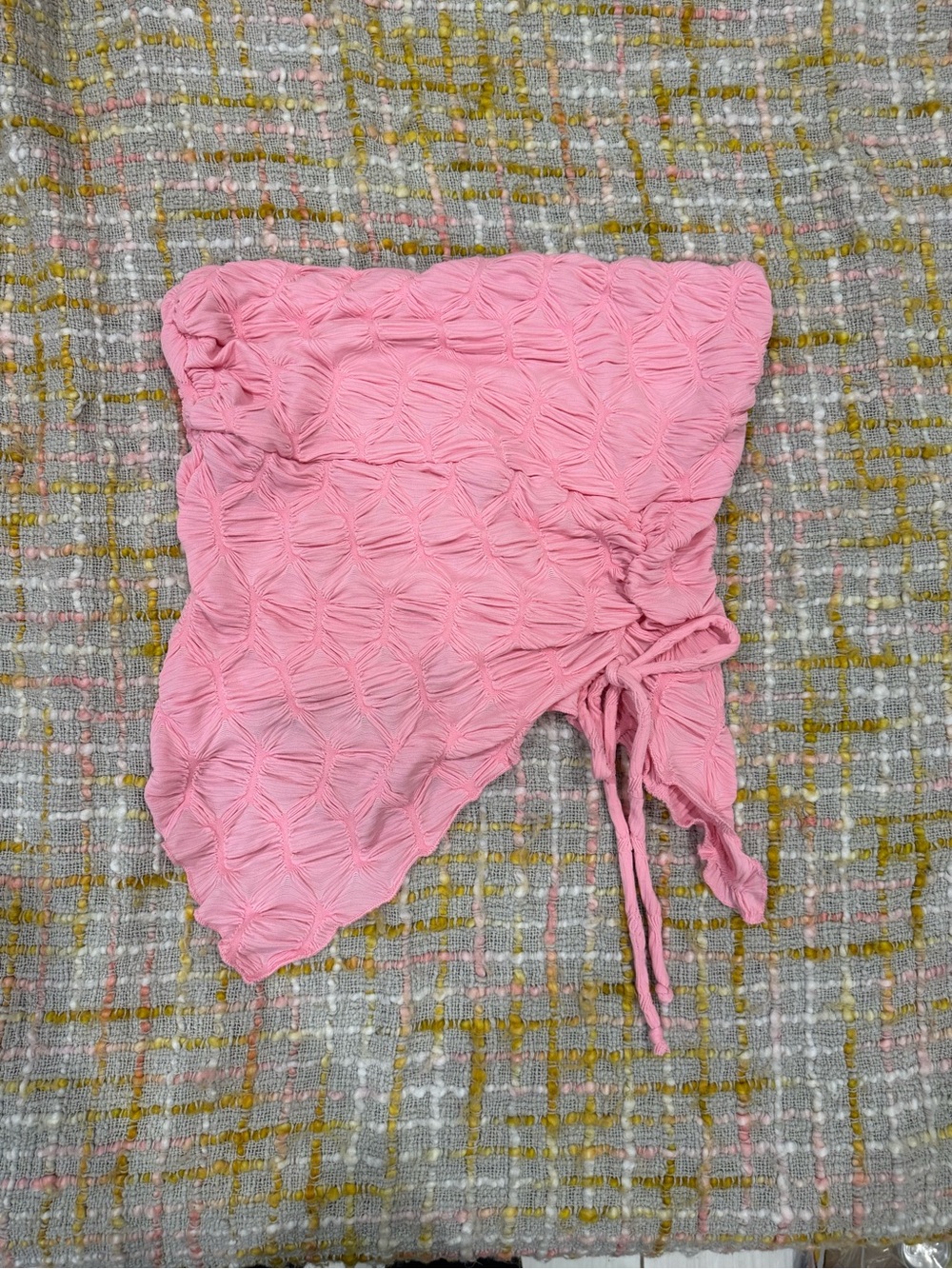See You Monday Pink Ruched Tie-Side Crop Top